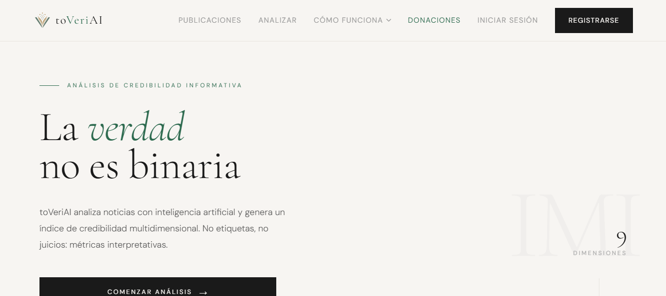 Página de inicio de toVeriAI